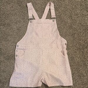 Pink Floral Short Overalls